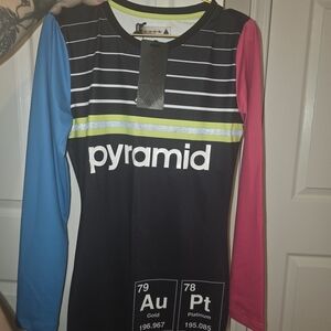 Black Pyramid Striped Dress with Neon Accents